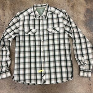 Mountain Hardwear Green and White Plaid Shirt